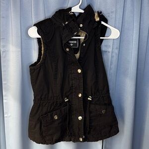Black Sleeveless Vest with Button Details